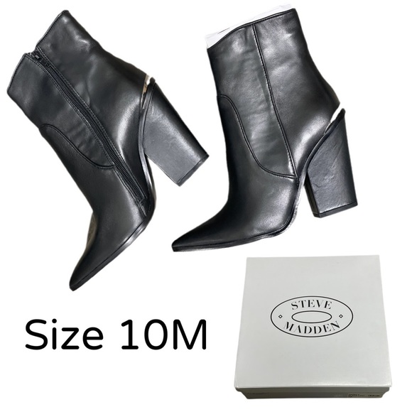 Steve Madden Shoes - Steve Madden Women's Rarely Western Black Leather Booties Size 10M - NIB